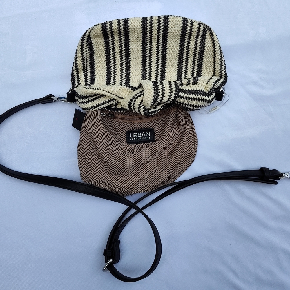 NWT Urban Expressions Black And White Stripe Casual Tracy Bag - Picture 6 of 6
